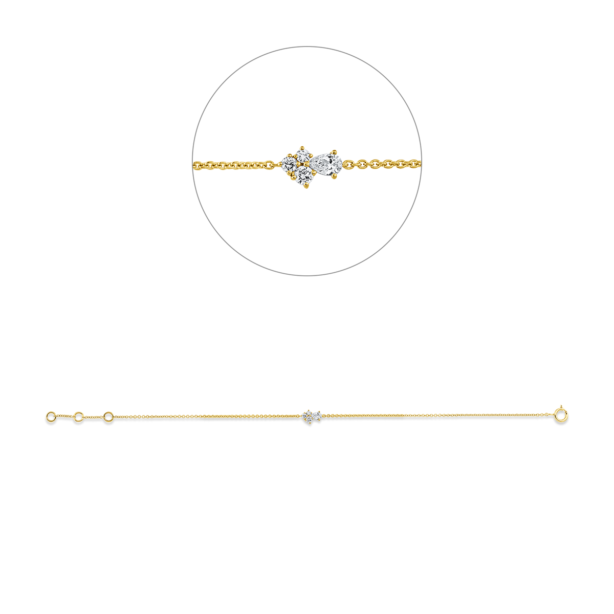 diamond full cut modern woman bracelet in yellow gold