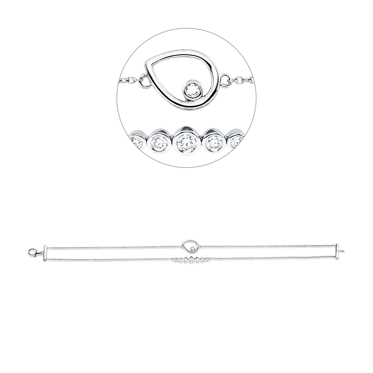 diamond full cut modern woman bracelet in white gold