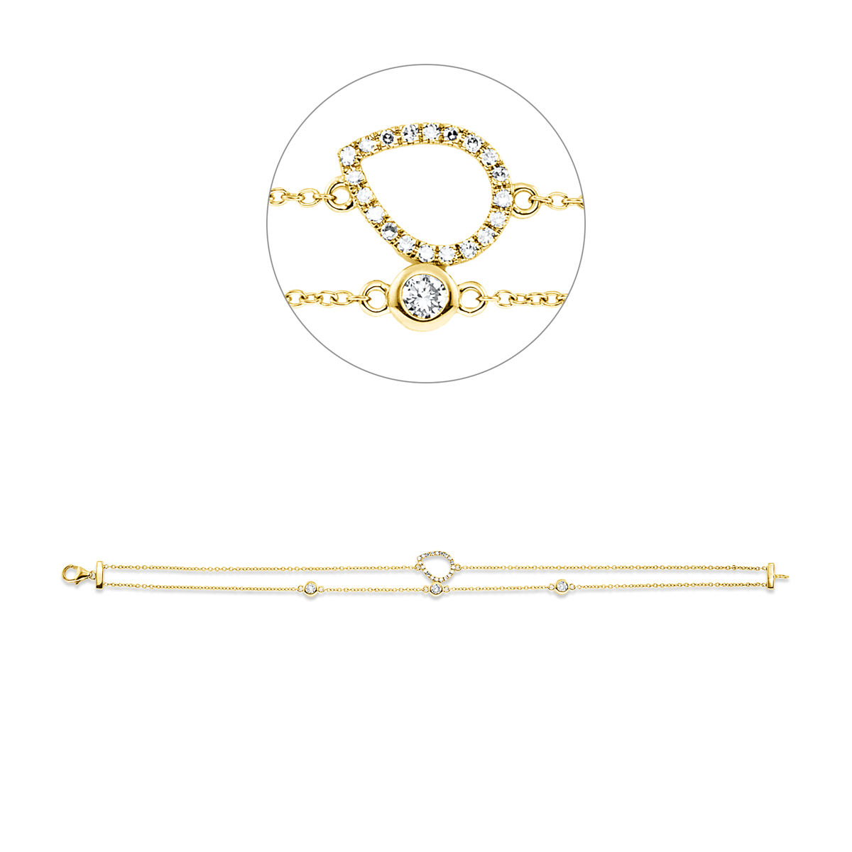 diamond single cut modern woman bracelet in yellow gold