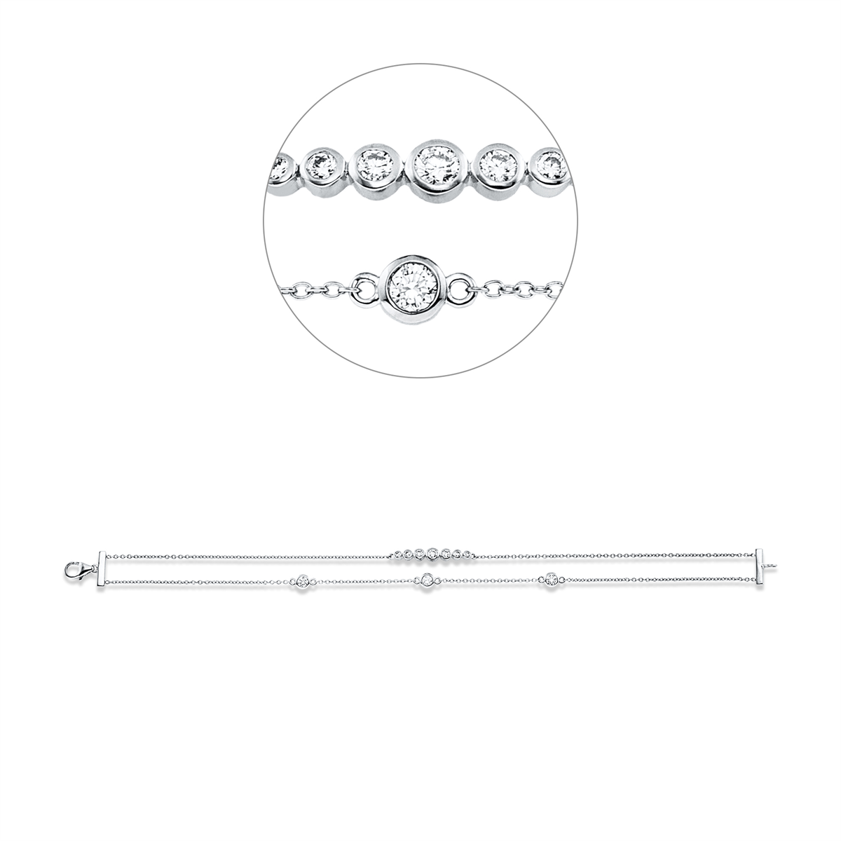 diamond full cut modern woman bracelet in white gold