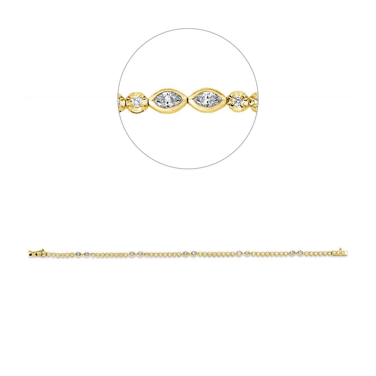 diamond full cut multi-stone bracelet in yellow gold / white gold
