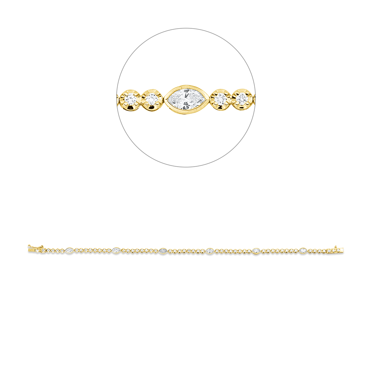 diamond full cut multi-stone bracelet in yellow gold / white gold
