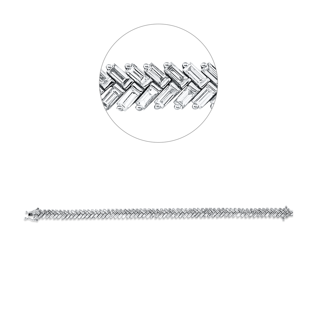 baguette baguette bracelet in white gold
