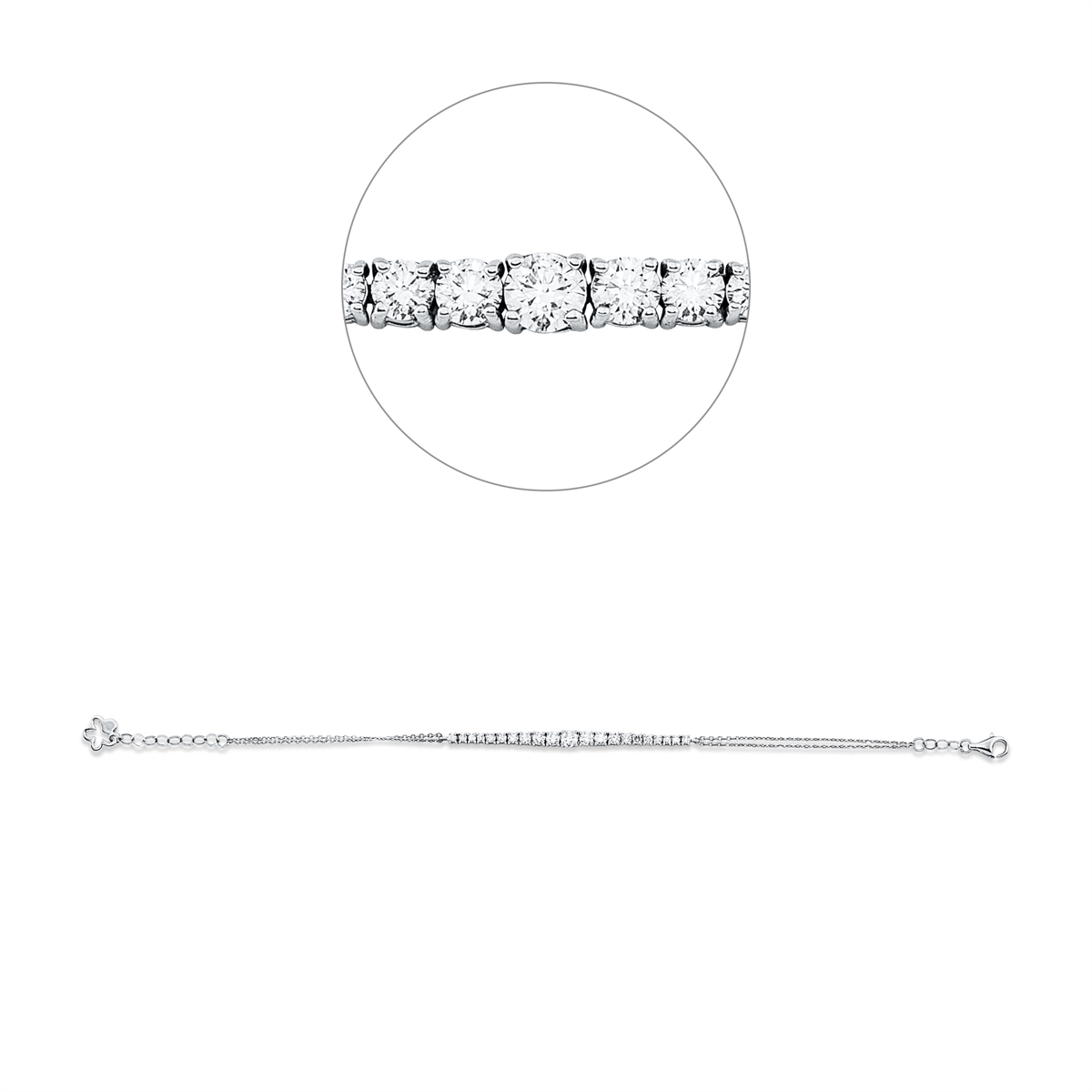 diamond full cut modern woman bracelet in white gold