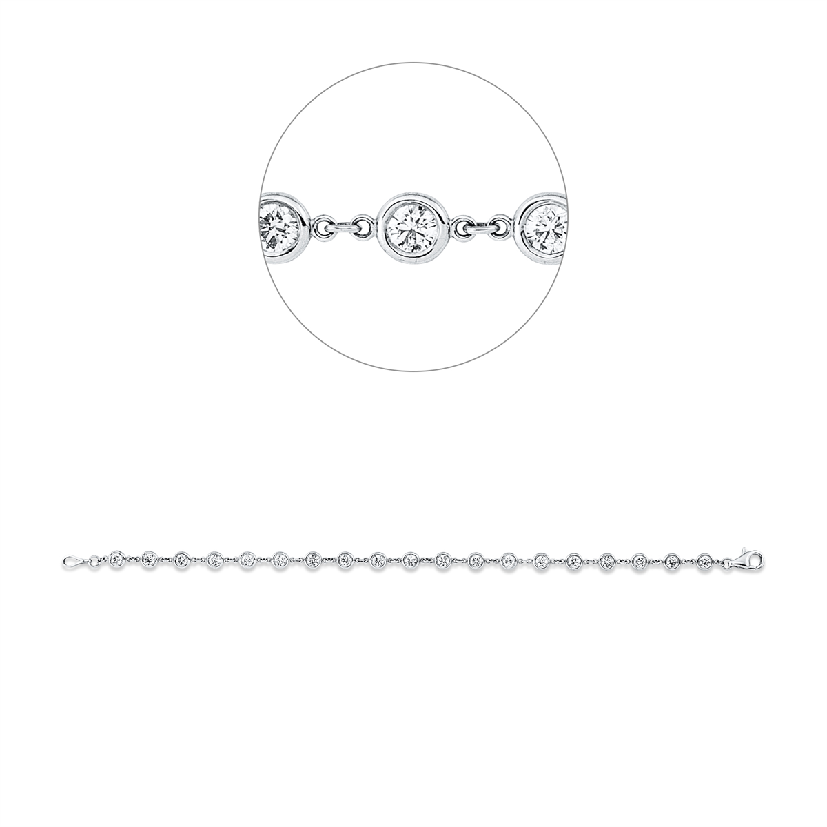 diamond full cut modern woman bracelet in white gold