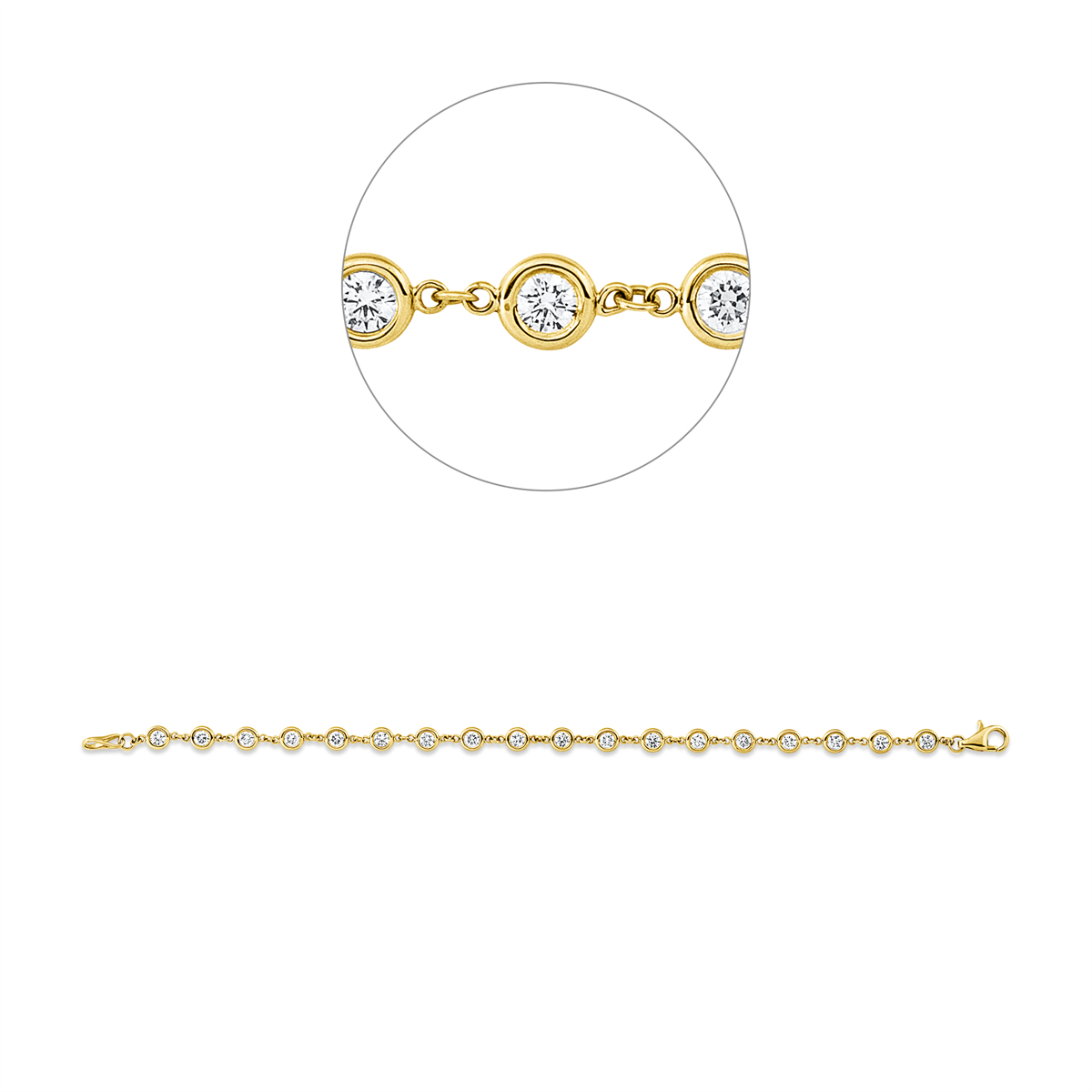 diamond full cut modern woman bracelet in yellow gold