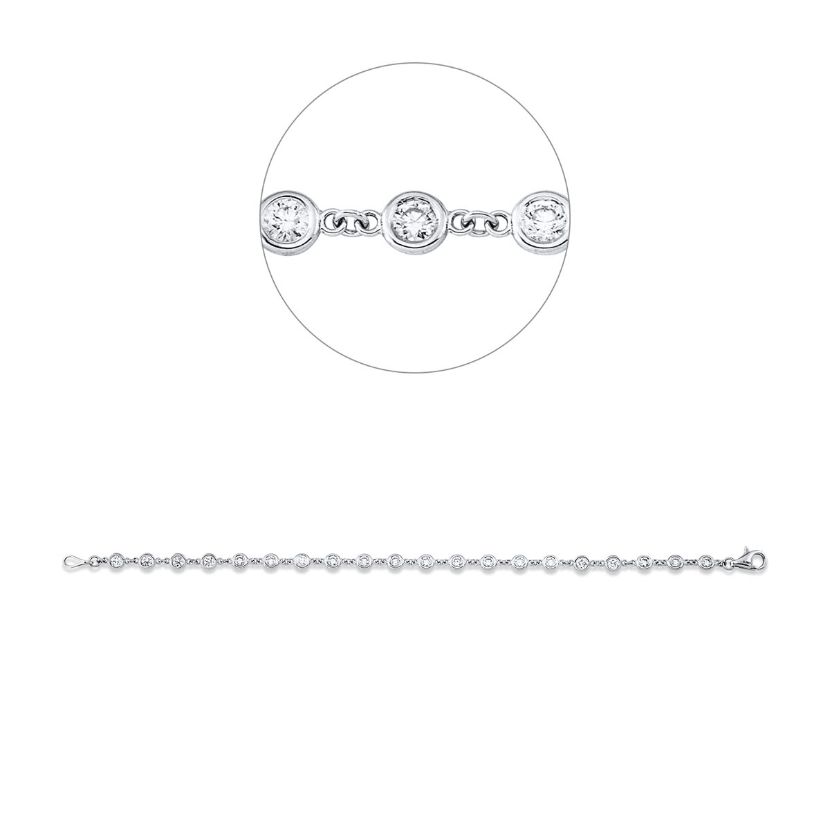 diamond full cut modern woman bracelet in white gold