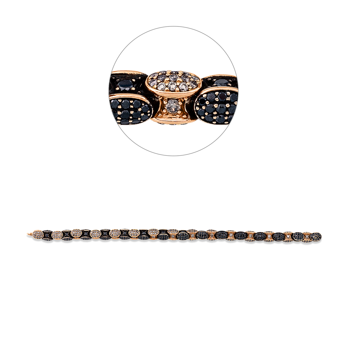 diamond full cut fancy colored diamond bracelet in red gold