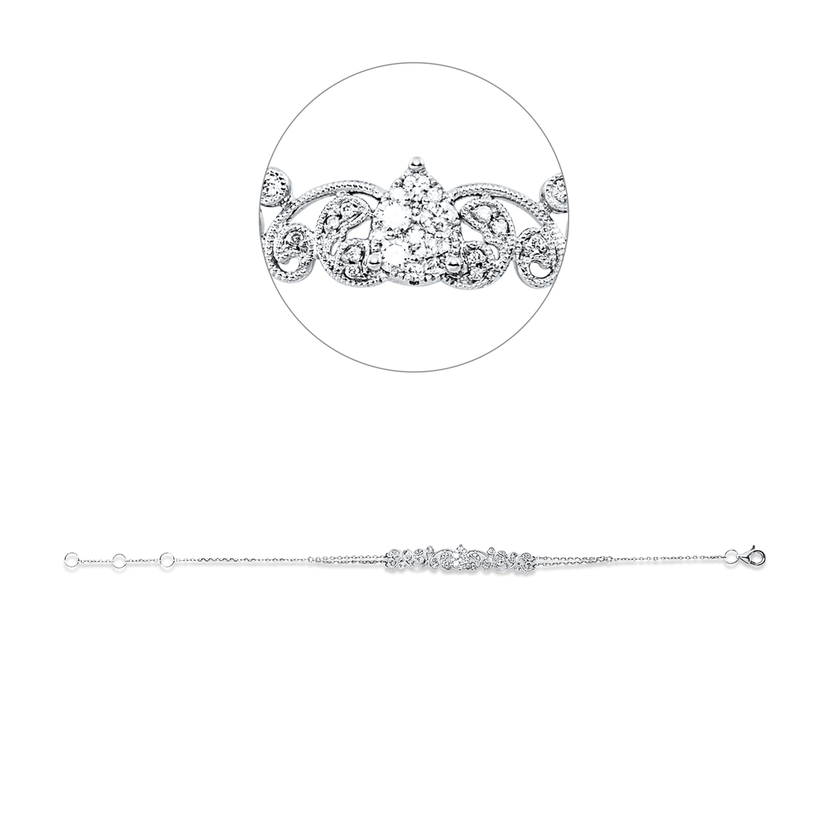 diamond full cut modern woman bracelet in white gold