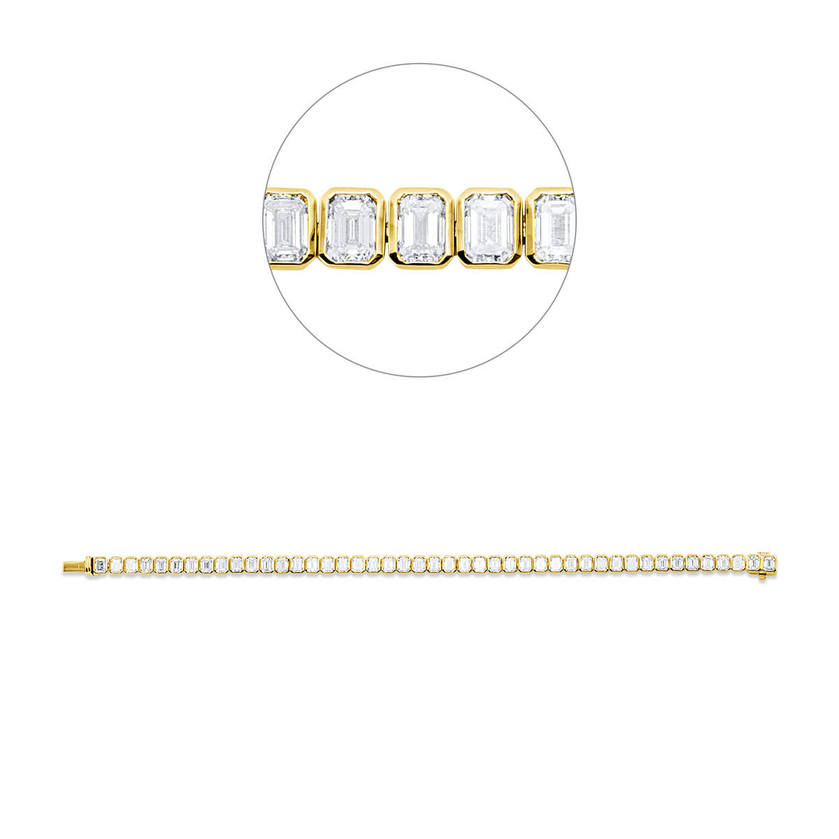 emerald cut tennis bracelet bracelet in yellow gold