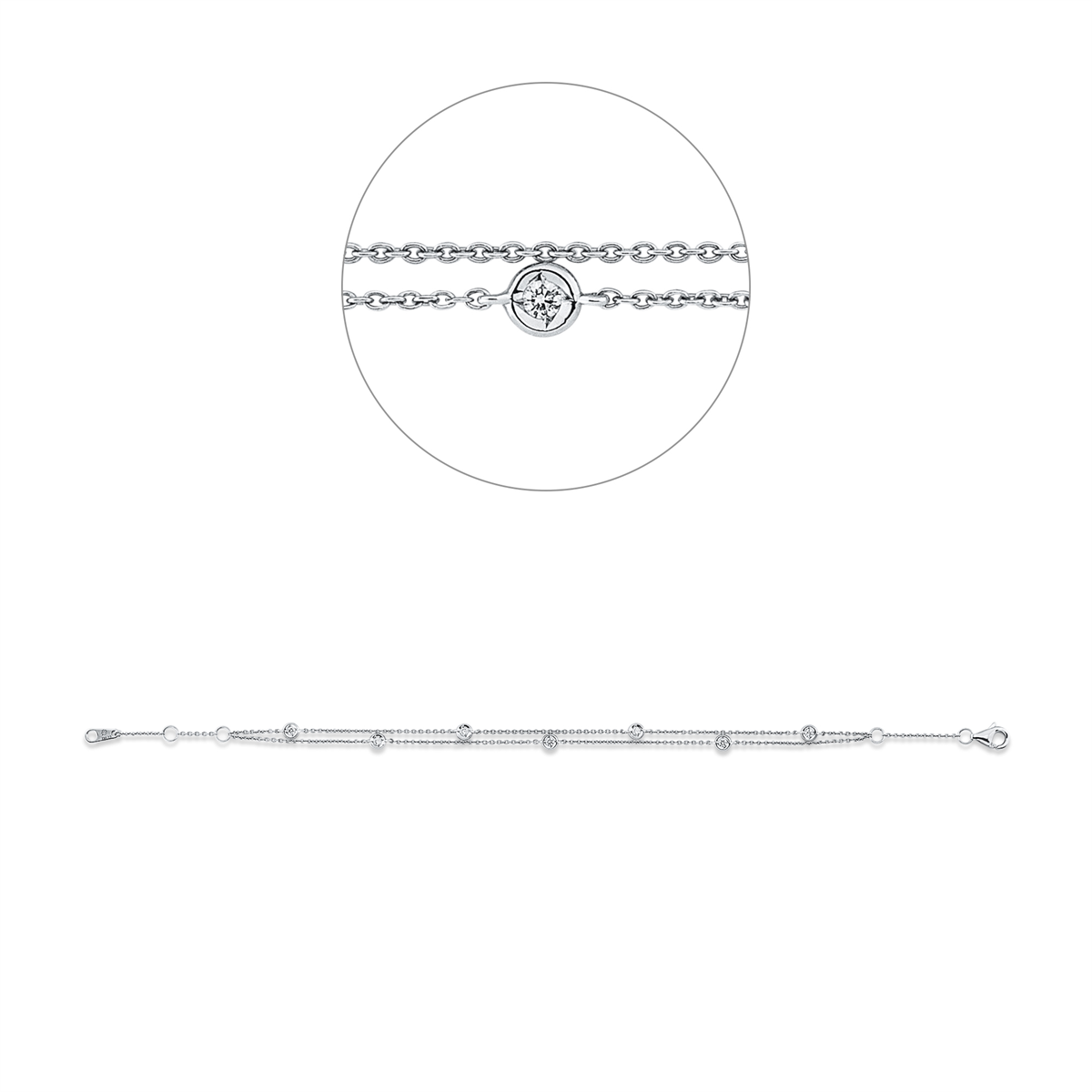 diamond full cut modern woman bracelet in white gold