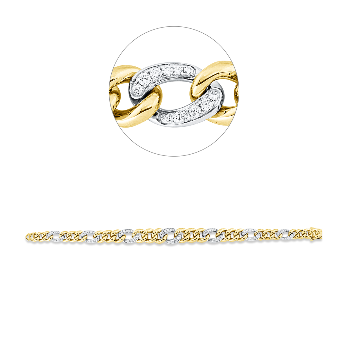 diamond full cut exclusive bracelet in yellow gold / white gold