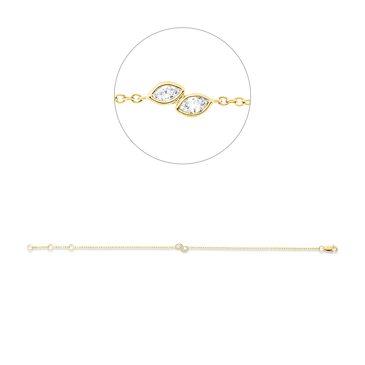marquise modern woman bracelet in yellow gold