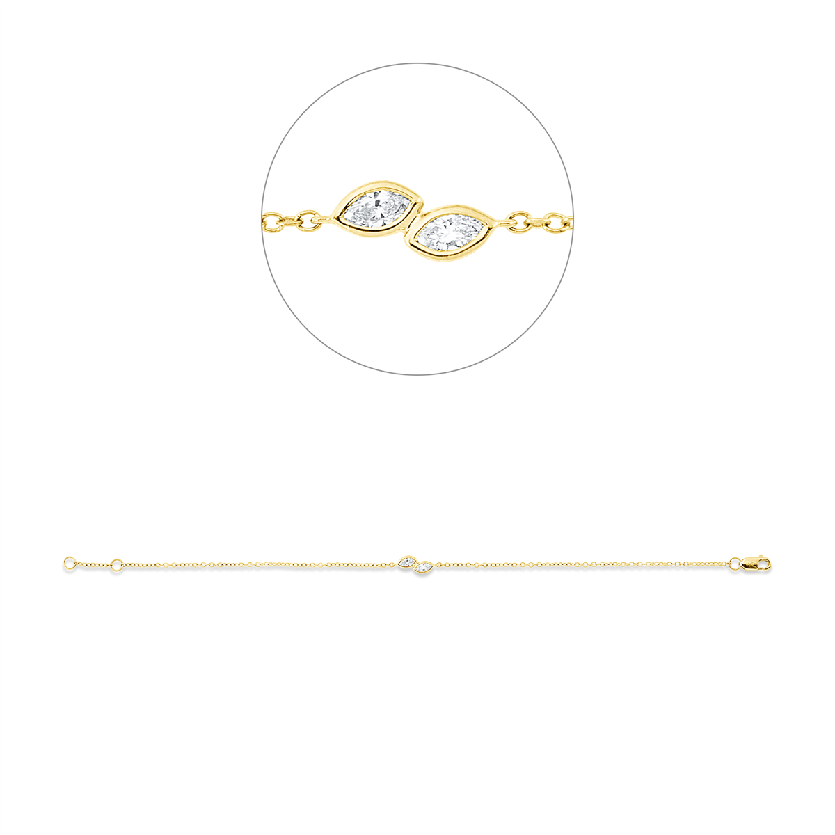 marquise modern woman bracelet in yellow gold