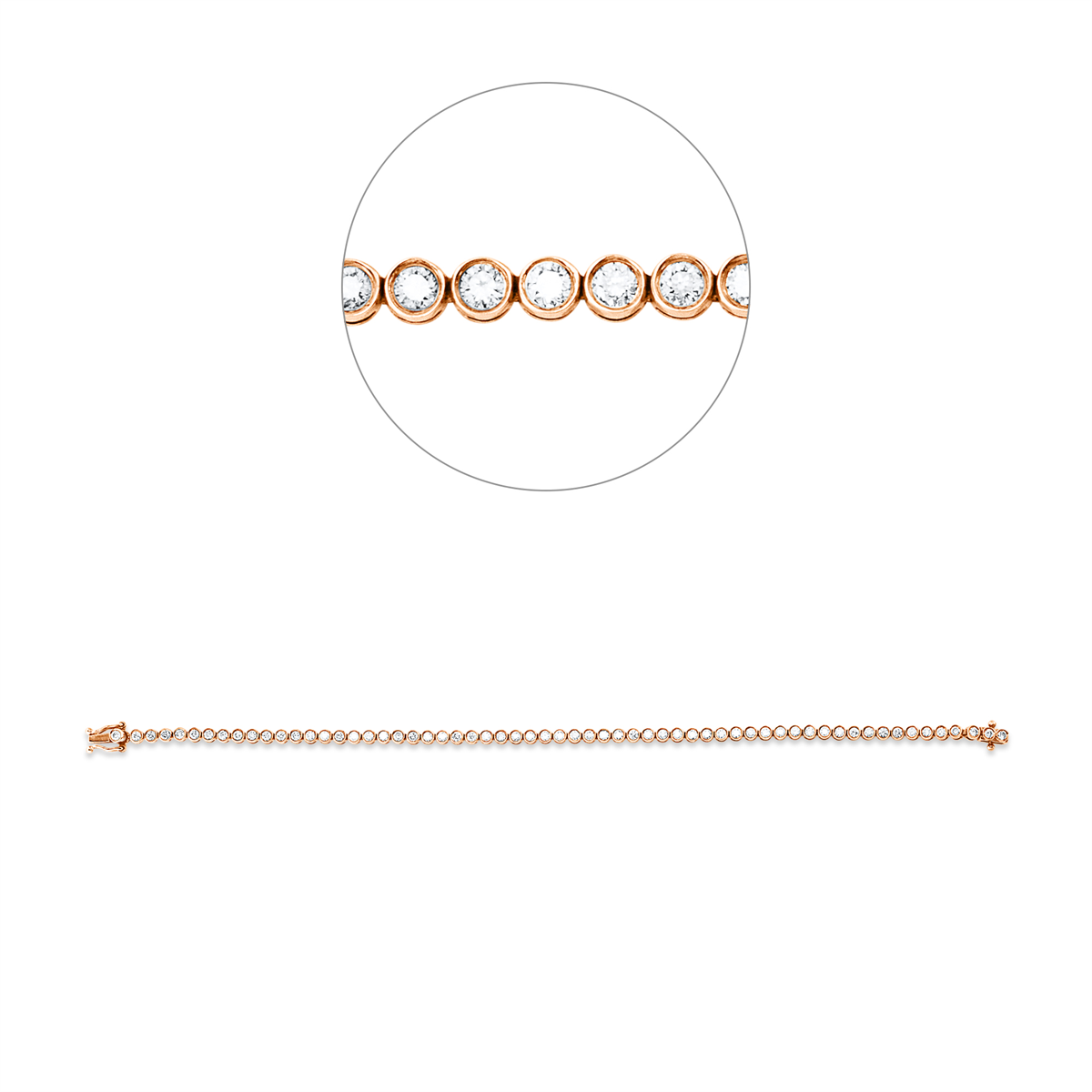 diamond full cut fancy colored diamond bracelet in red gold