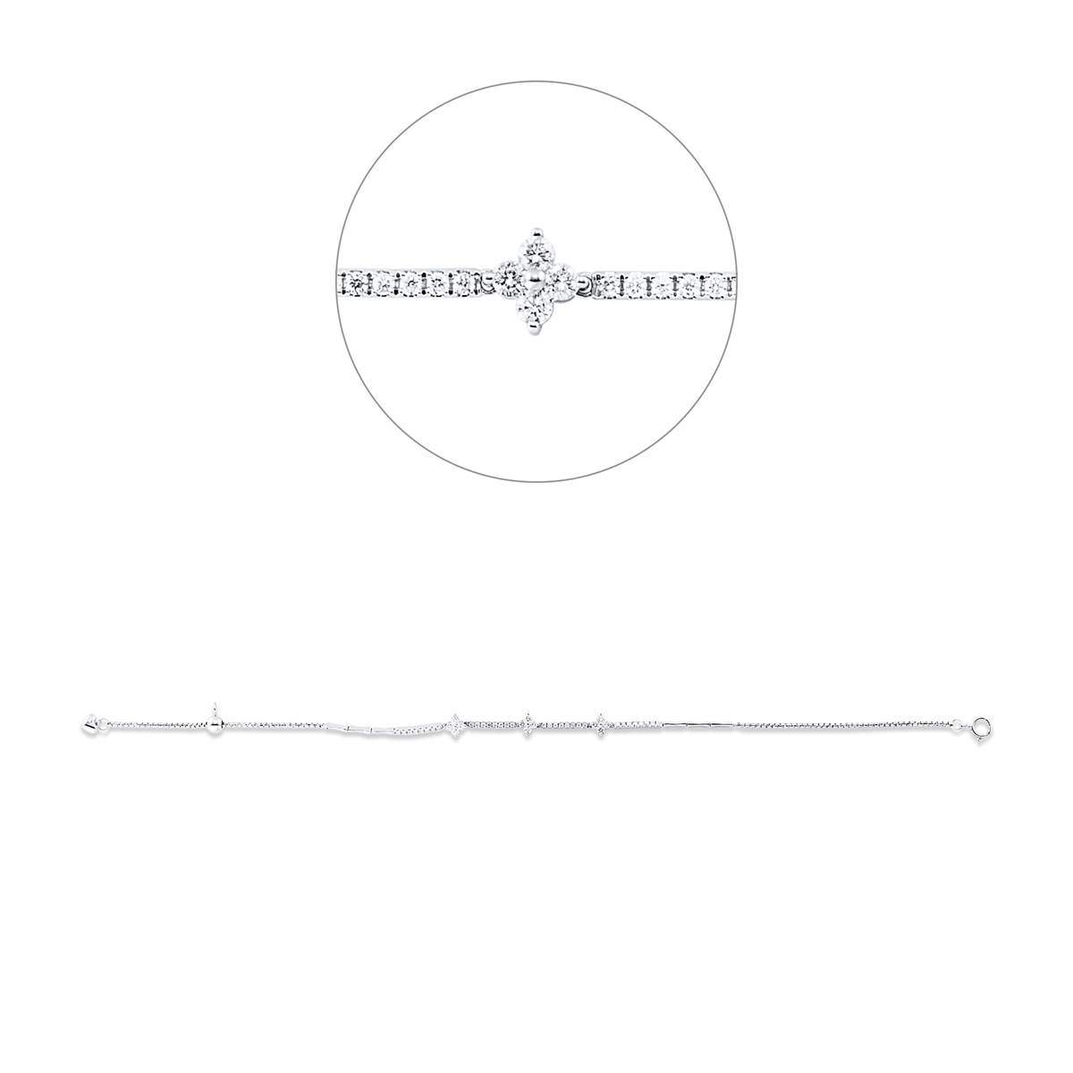 diamond full cut modern woman bracelet in white gold
