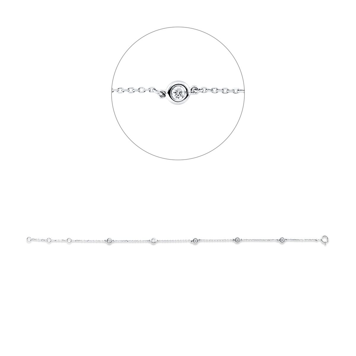 diamond full cut modern woman bracelet in white gold