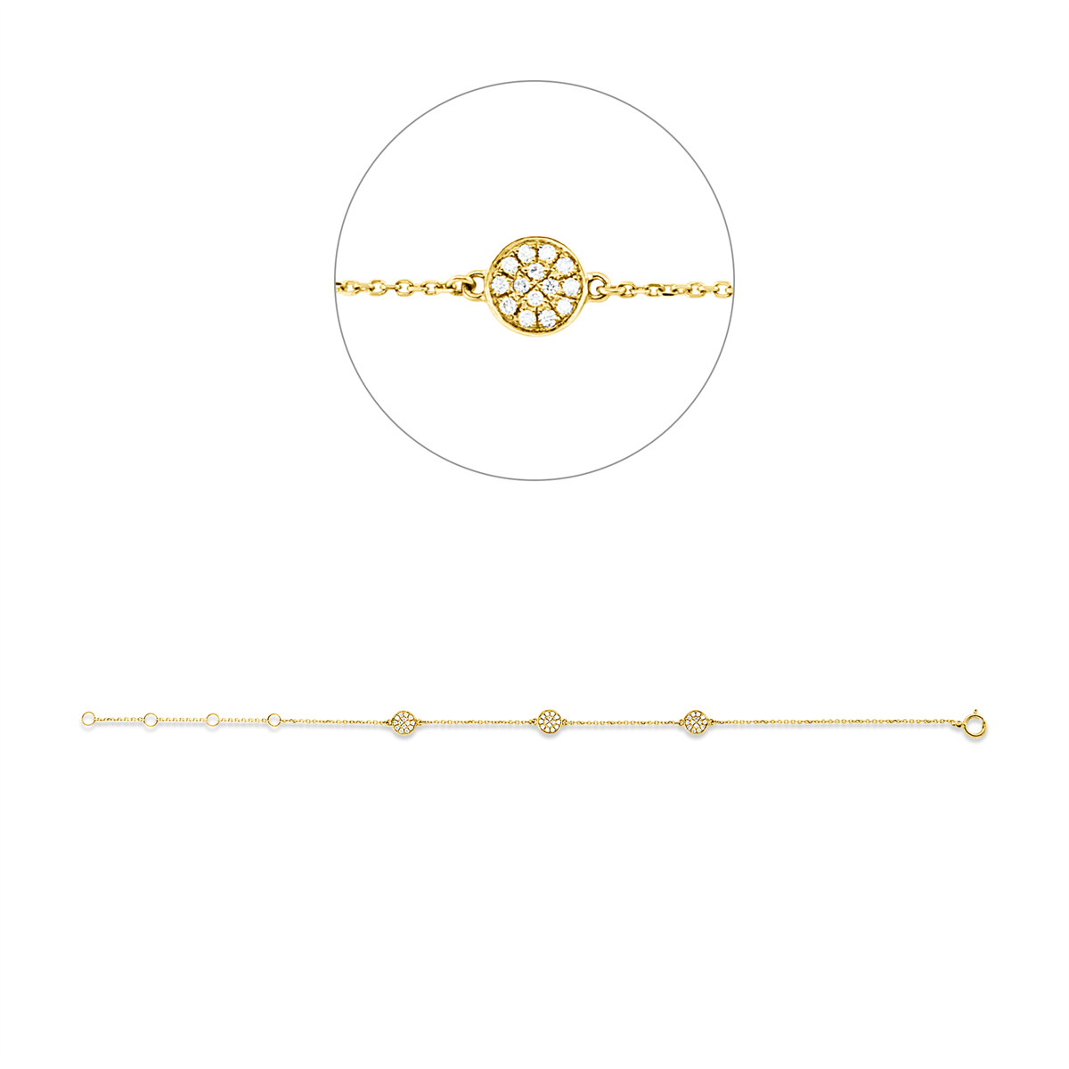 diamond full cut illusion classic bracelet in yellow gold