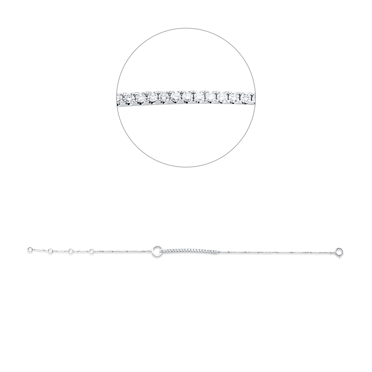 diamond full cut modern woman bracelet in white gold