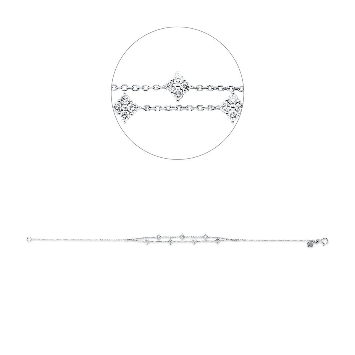 diamond full cut modern woman bracelet in white gold