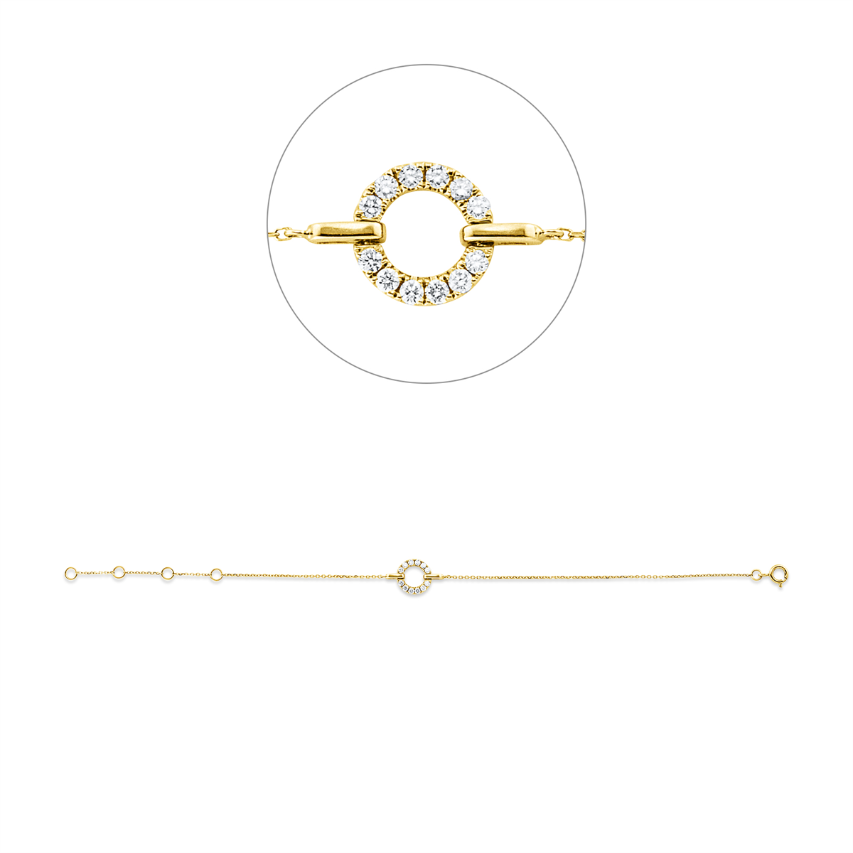 diamond full cut modern woman bracelet in yellow gold