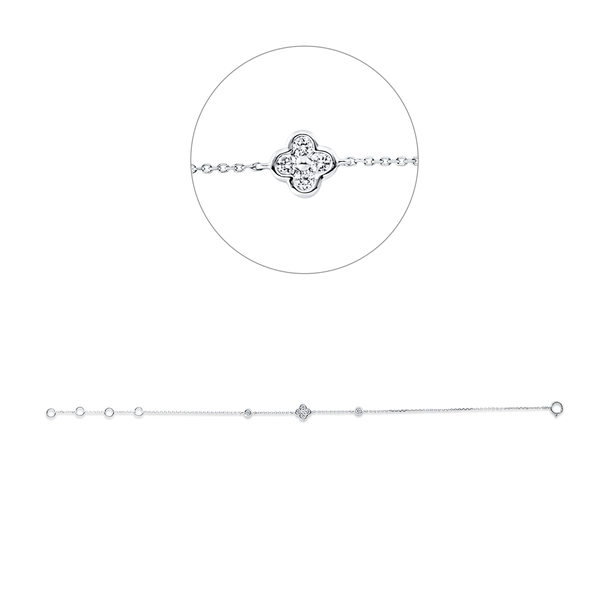 diamond full cut modern woman bracelet in white gold