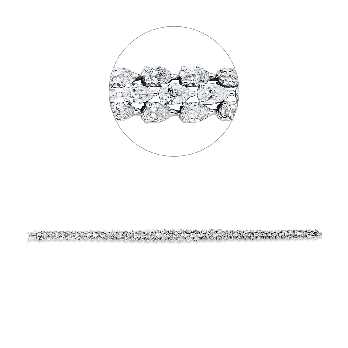 pear shape exclusive bracelet in white gold