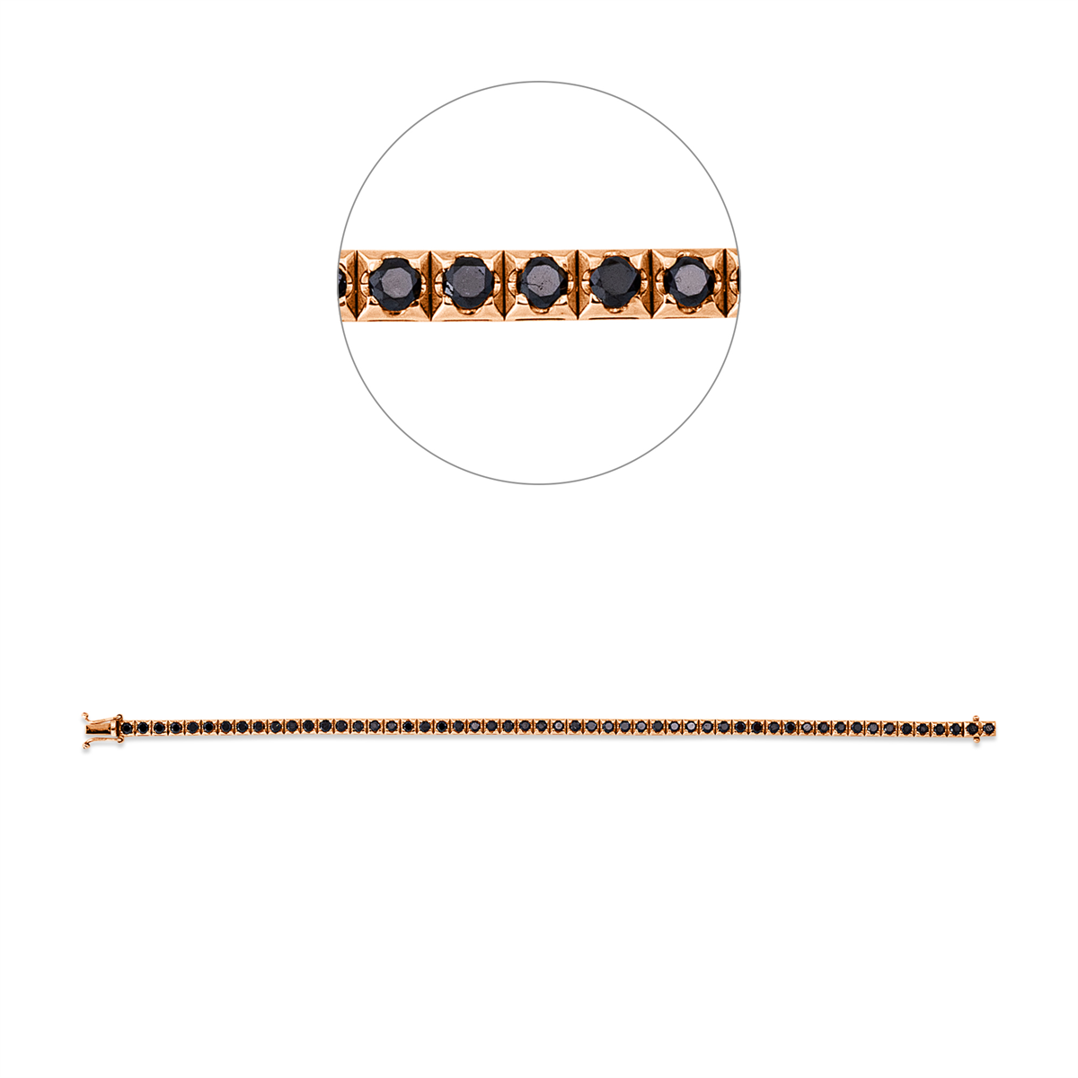 diamond full cut fancy colored diamond bracelet in red gold