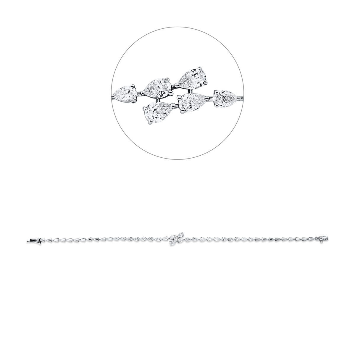 pear shape exclusive bracelet in white gold