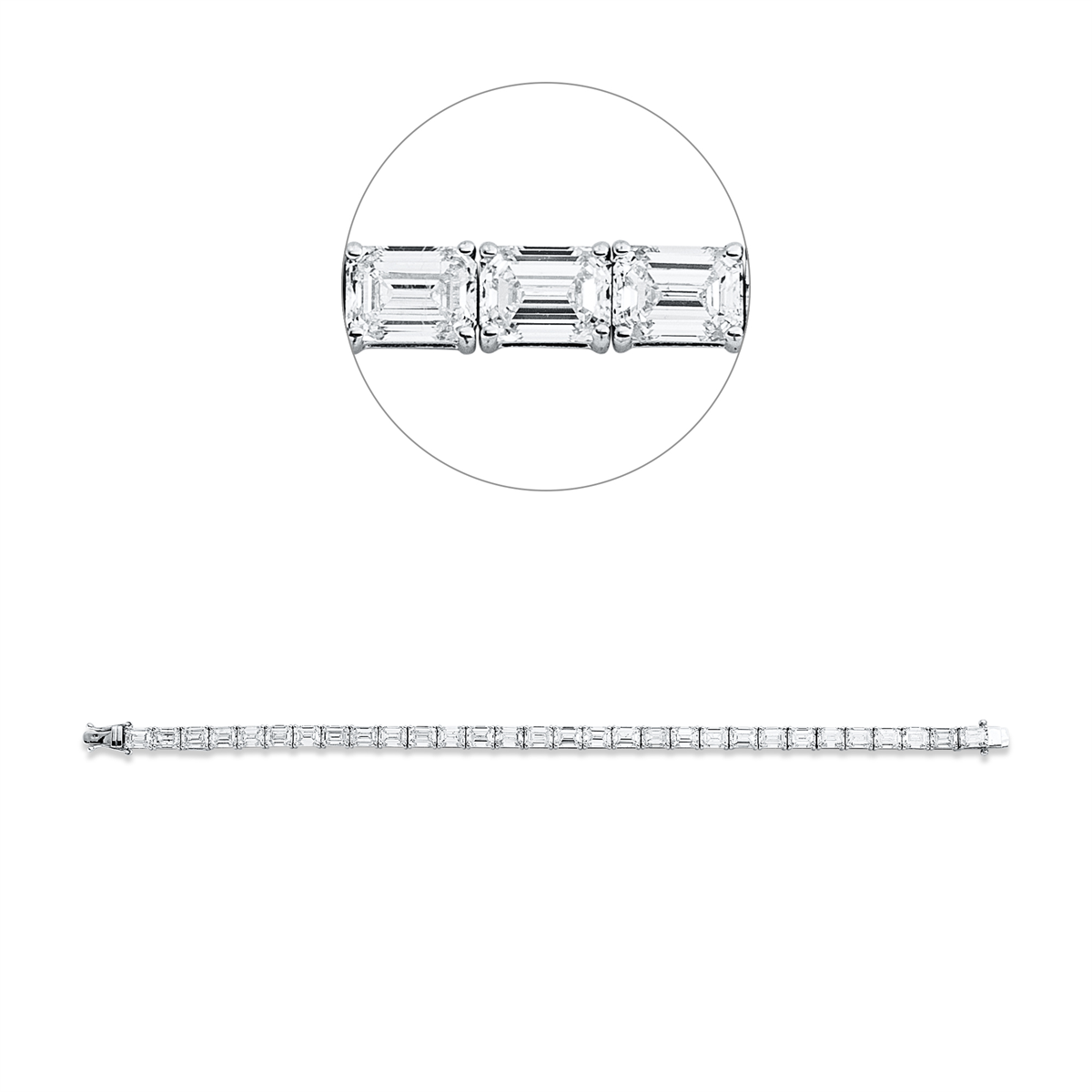 emerald cut exclusive bracelet in white gold