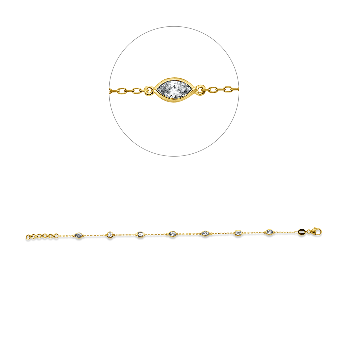diamond full cut modern woman bracelet in yellow gold