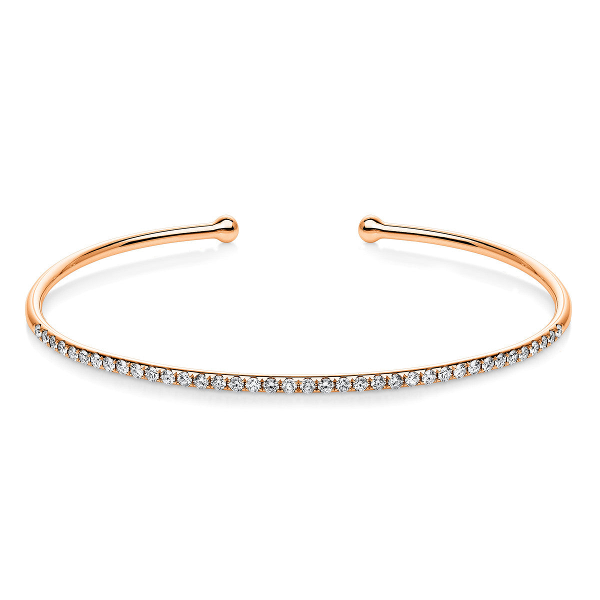 diamond full cut modern woman bangle in red gold