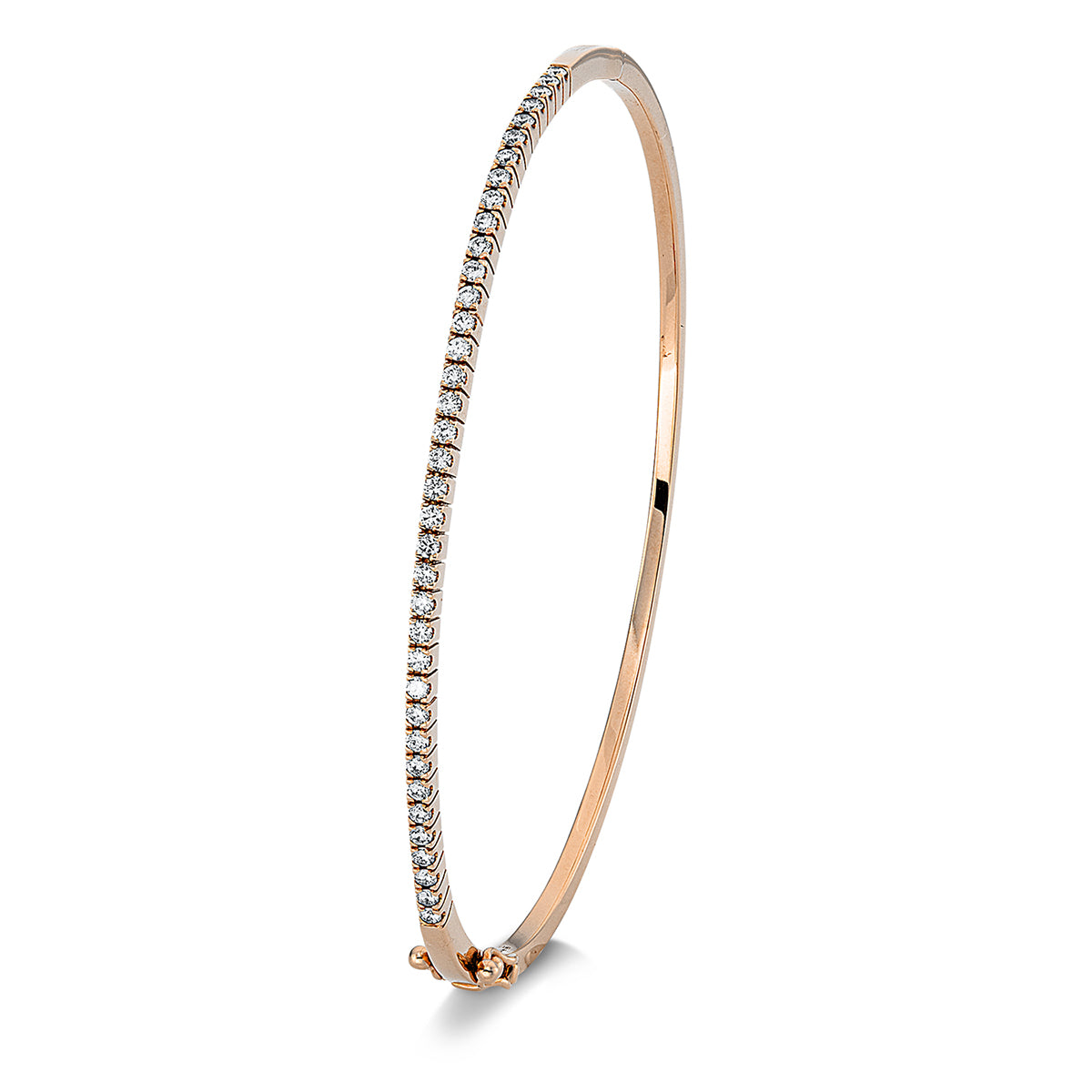 diamond full cut modern woman bangle in red gold / white gold