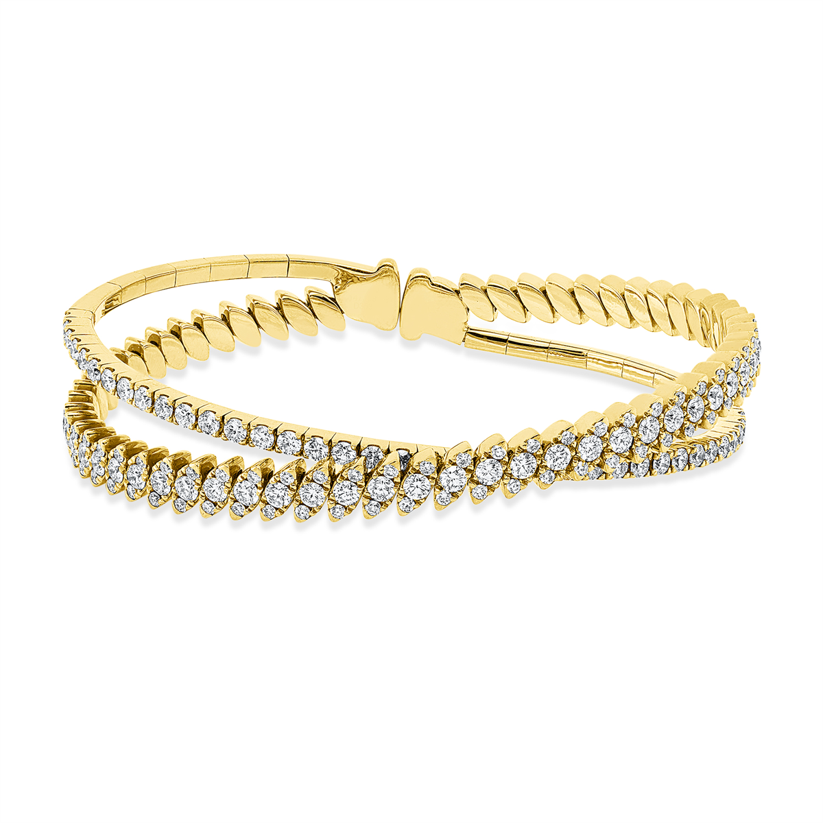 diamond full cut exclusive bangle in yellow gold