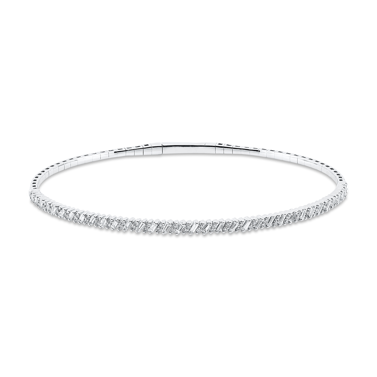diamond full cut flex bangle in white gold