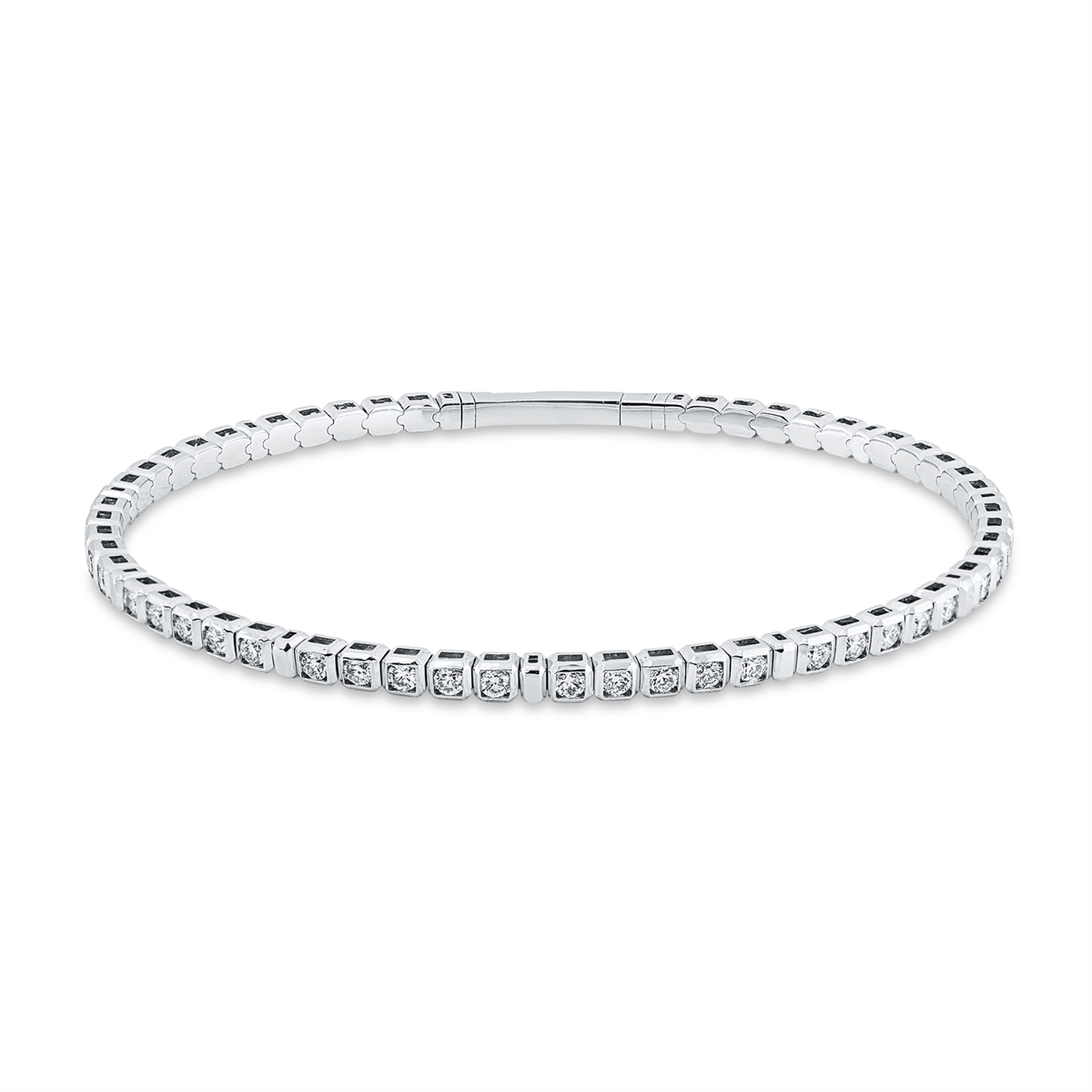 diamond full cut flex bangle in white gold