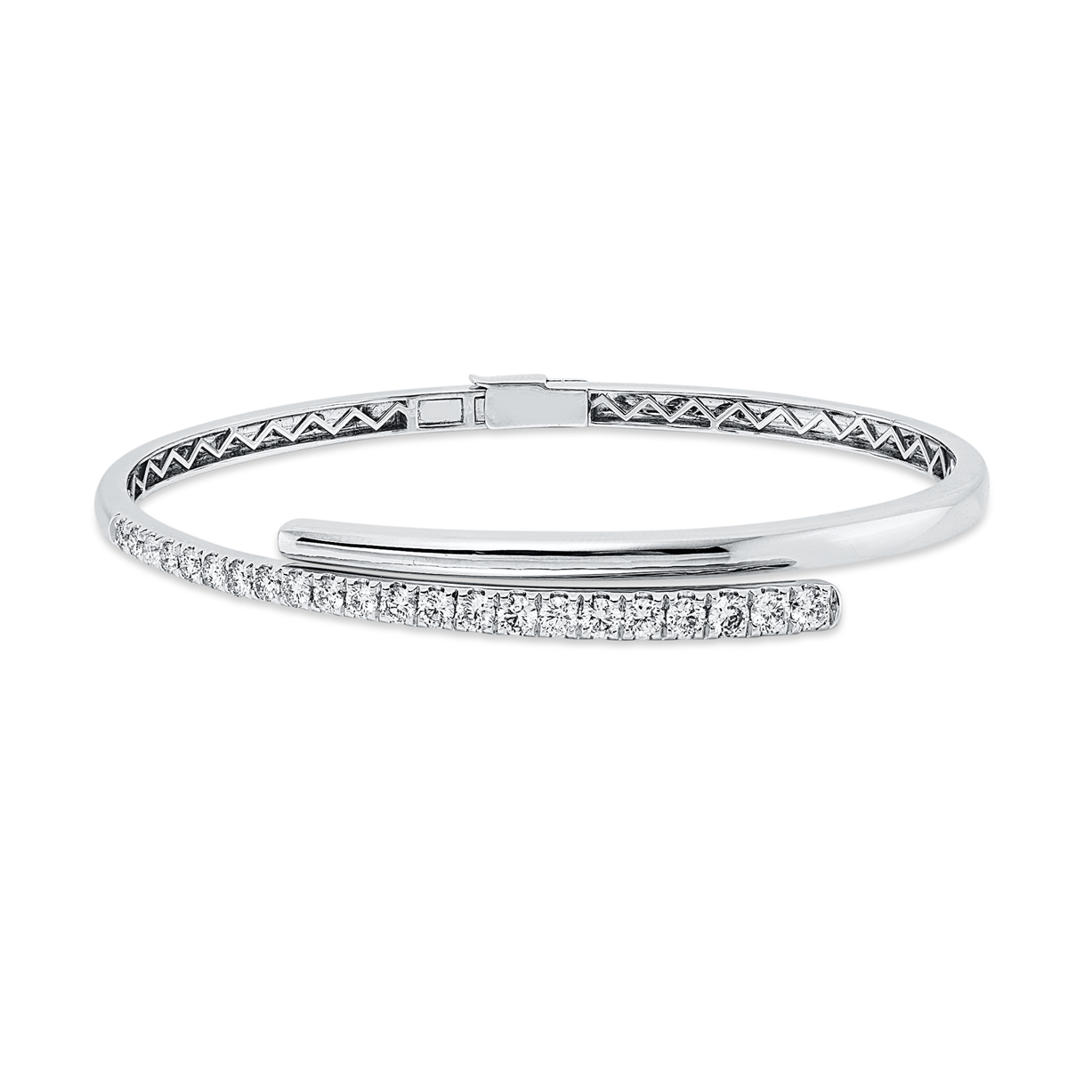 diamond full cut modern woman bangle in white gold