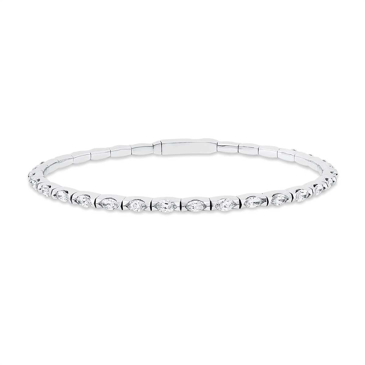 marquise exclusive bangle in white gold