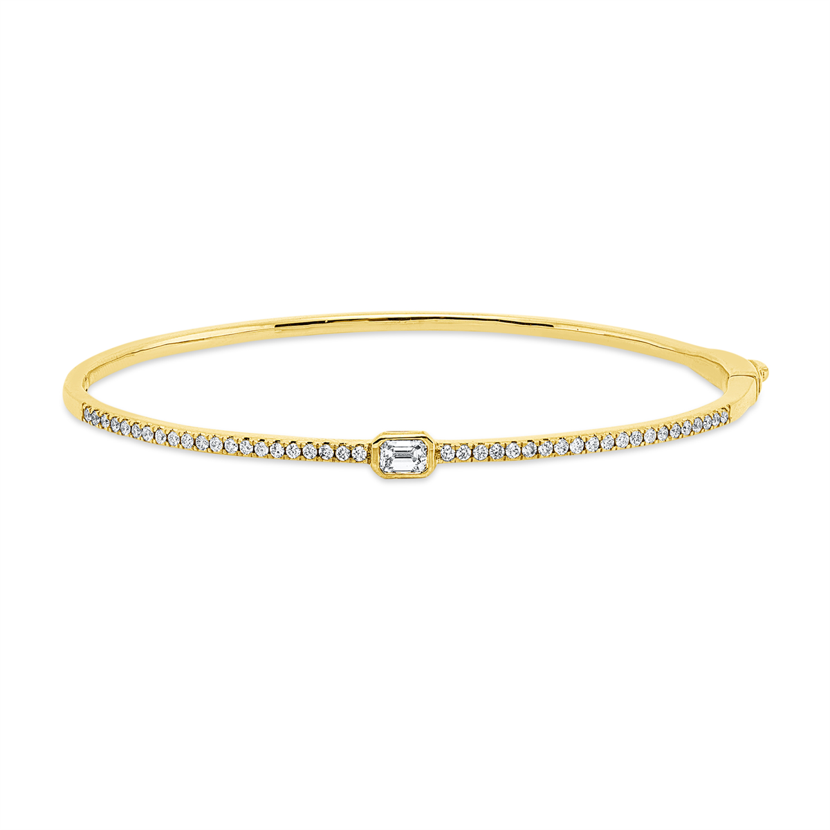 diamond full cut baguette bangle in yellow gold