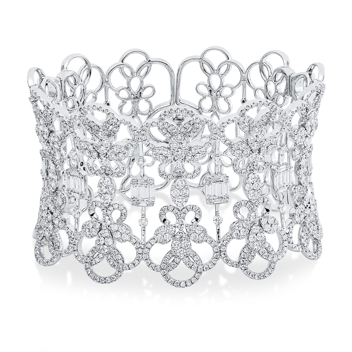 baguette exclusive bangle in white gold