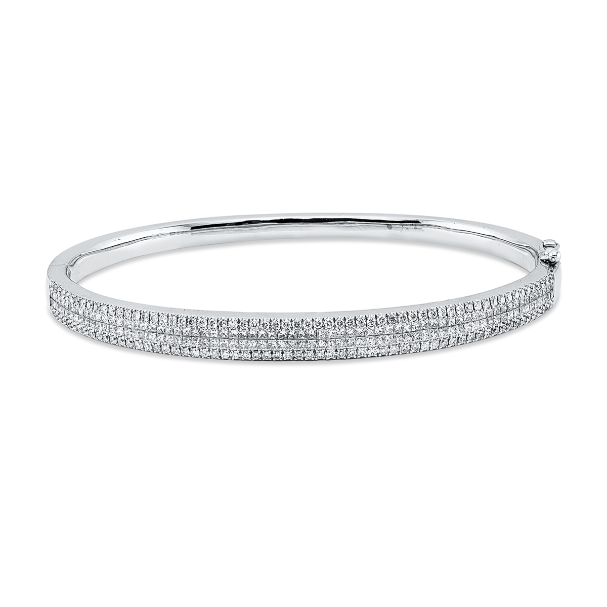 diamond full cut baguette bangle in white gold