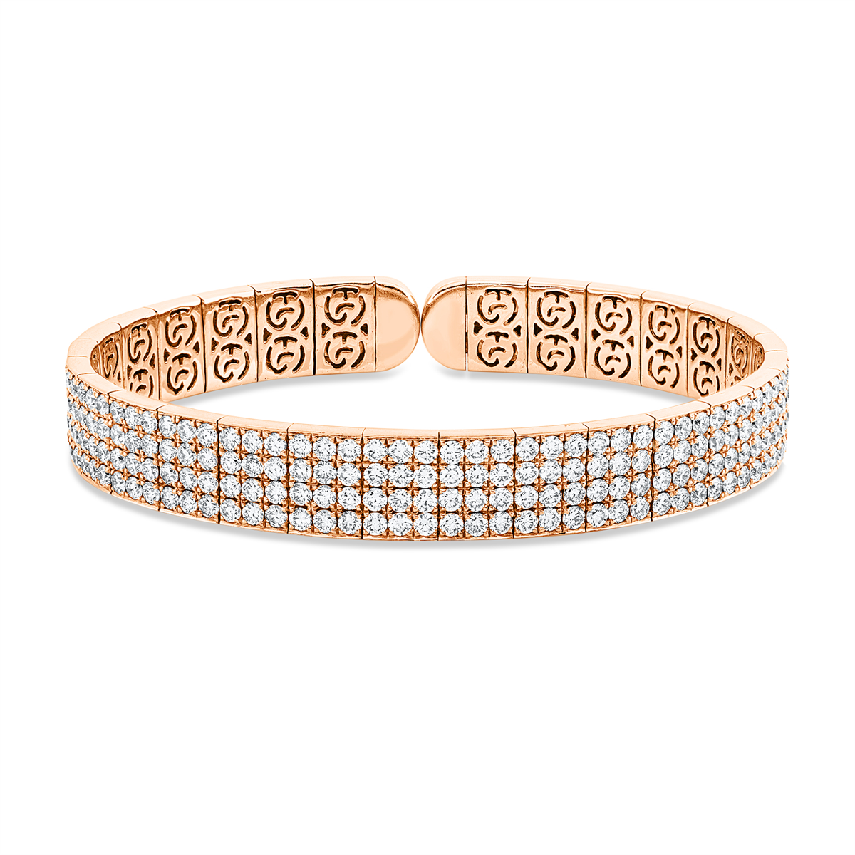 diamond full cut exclusive bangle in red gold