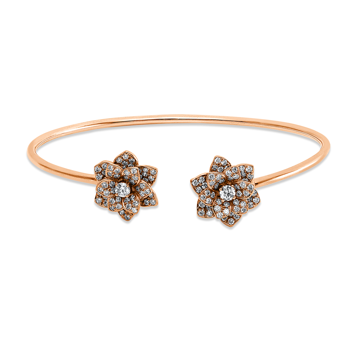 diamond full cut multi-stone bangle in red gold