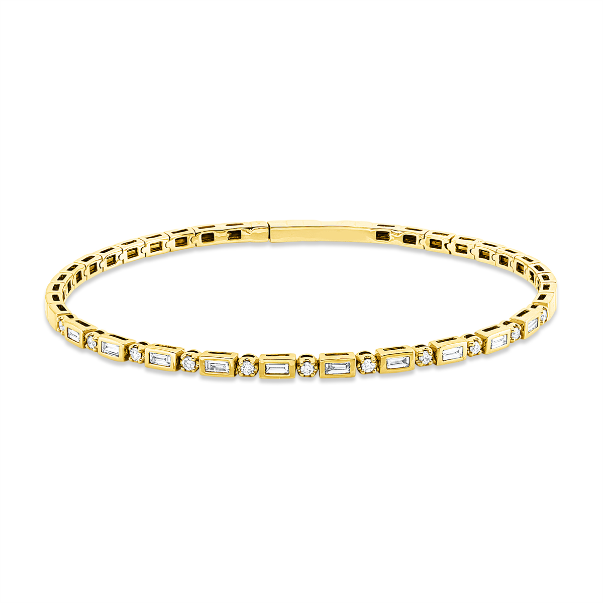 diamond full cut baguette bangle in yellow gold