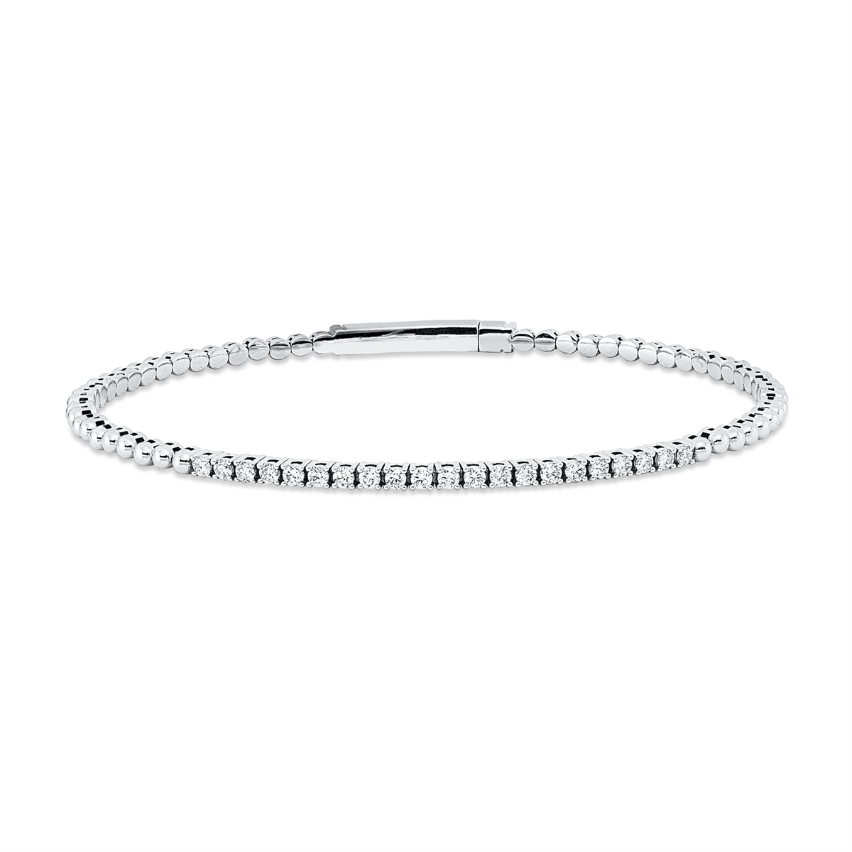 diamond full cut flex bangle in white gold