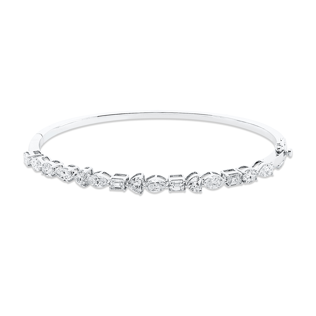 emerald cut exclusive bangle in white gold