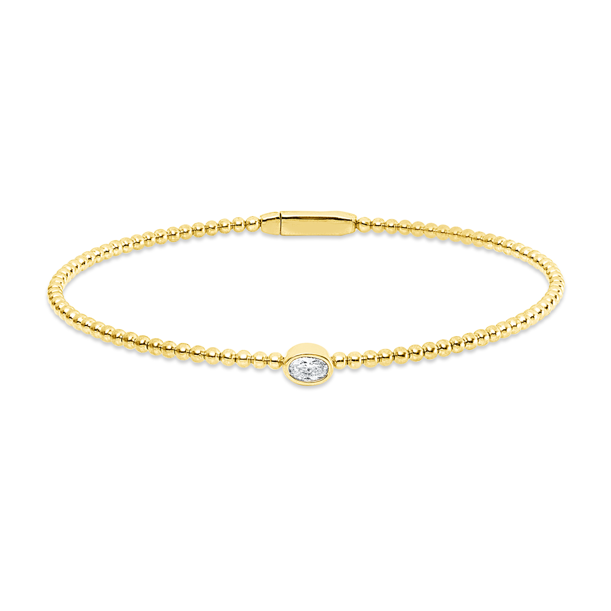 oval solitaire bangle in yellow gold