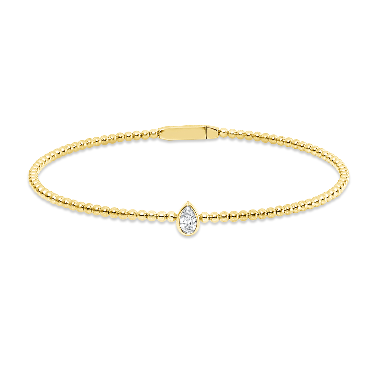 pear shape solitaire bangle in yellow gold