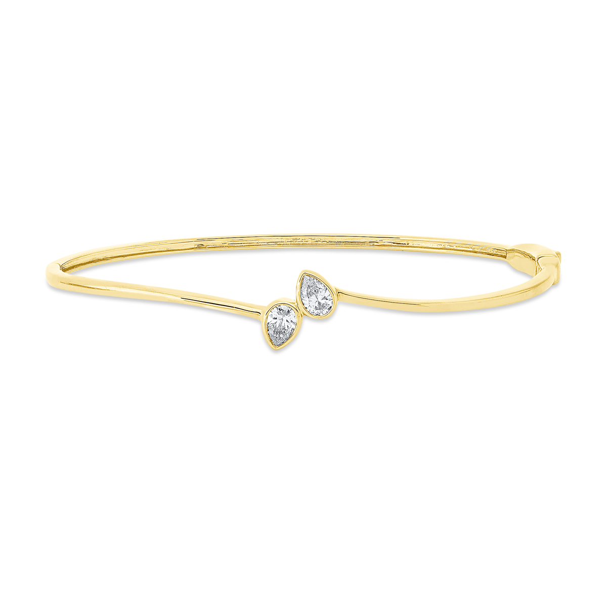 pear shape modern woman bangle in yellow gold