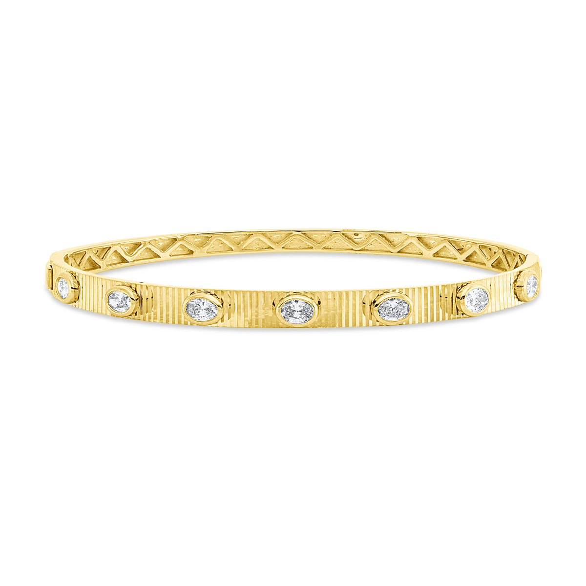 oval multi-stone bangle in yellow gold